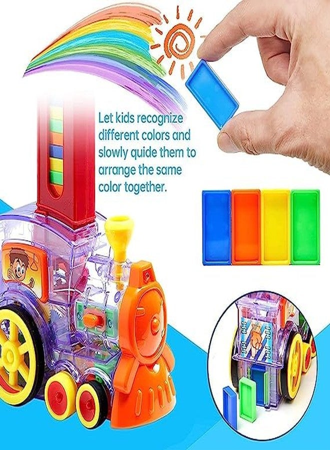 TEMSON 60 Pcs Domino Train Toy Set, Domino Rally Train Model with Lights and Sounds Construction and Stacking Toys - Image 4